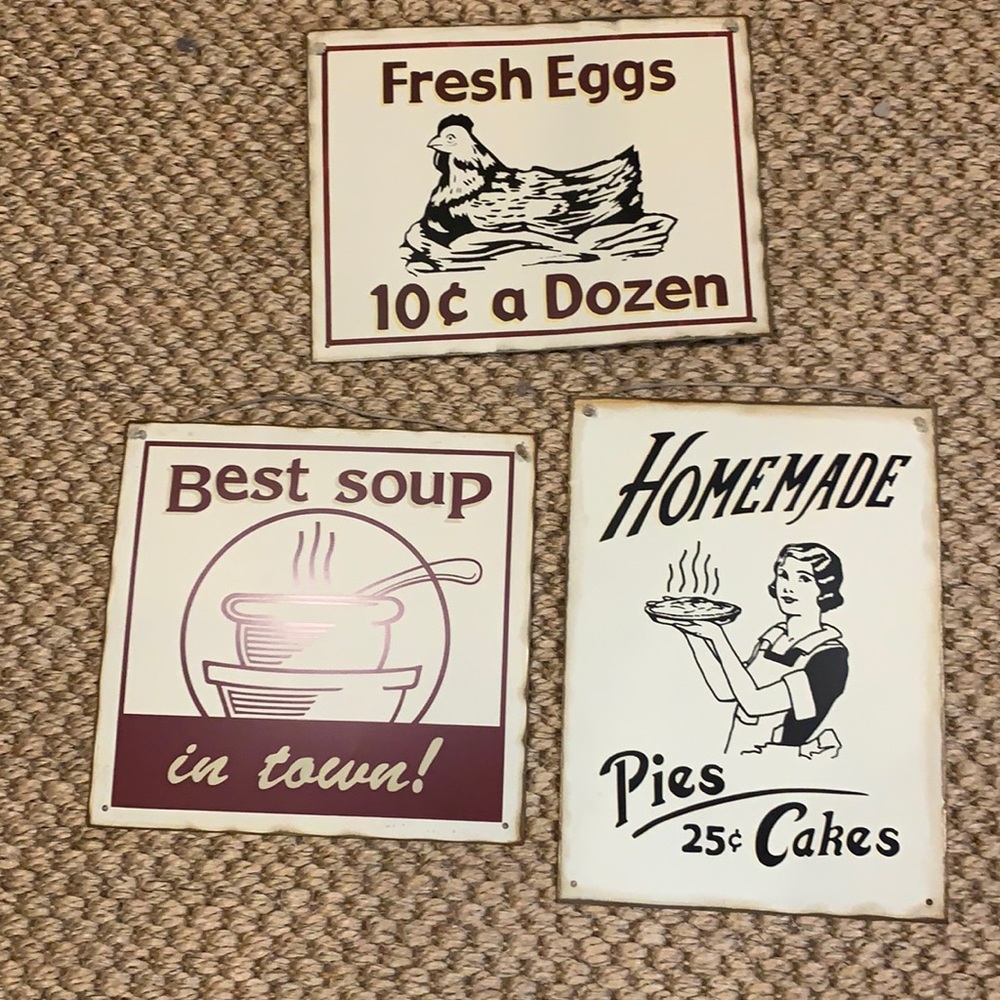 Vintage Metal kitchen signs